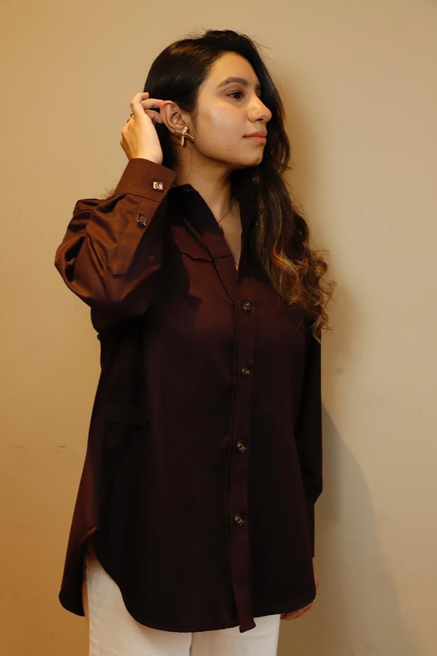Maroon Cashmere Shacket syka