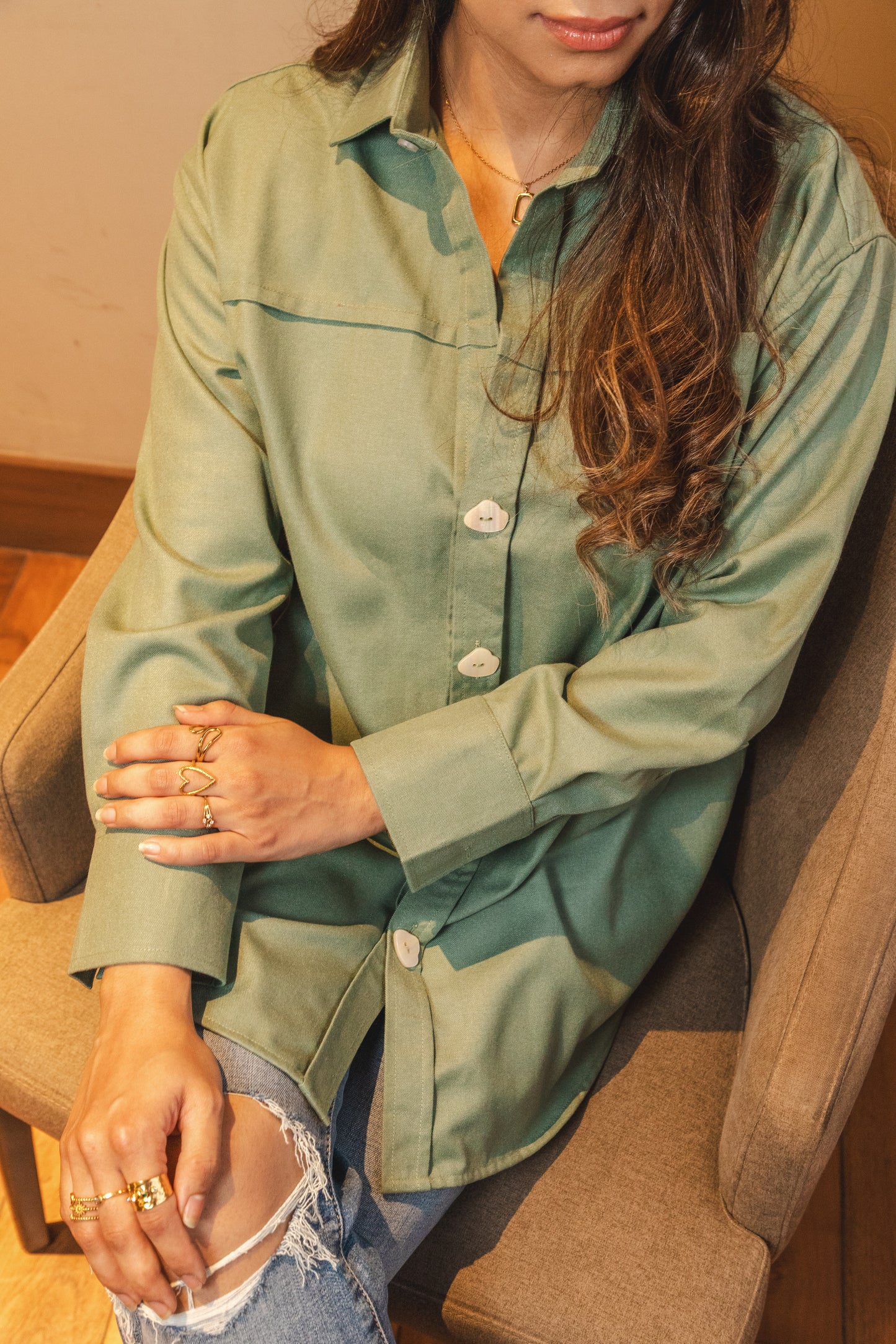 Moss Cashmere Shacket