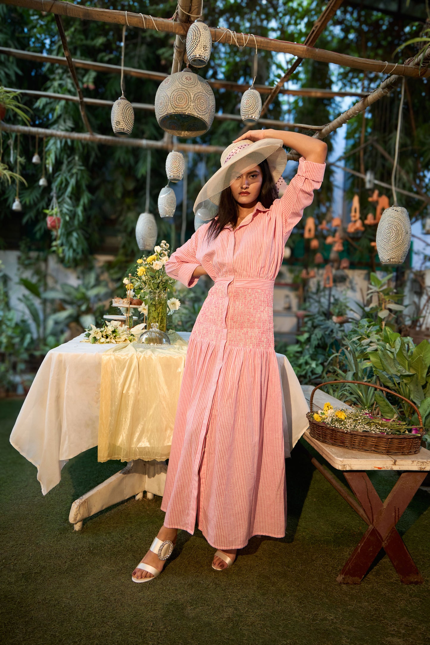 SYKA Pink Cloud Striped Long Dress