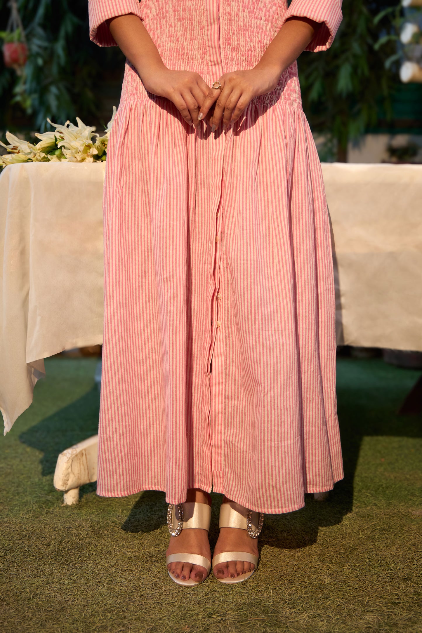 SYKA Pink Cloud Striped Long Dress