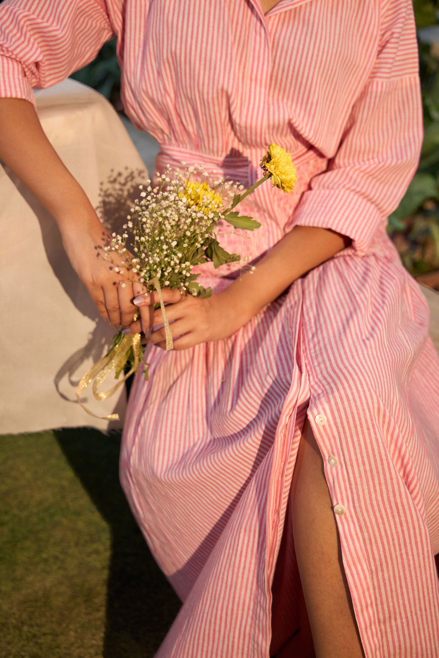 SYKA Pink Cloud Striped Long Dress
