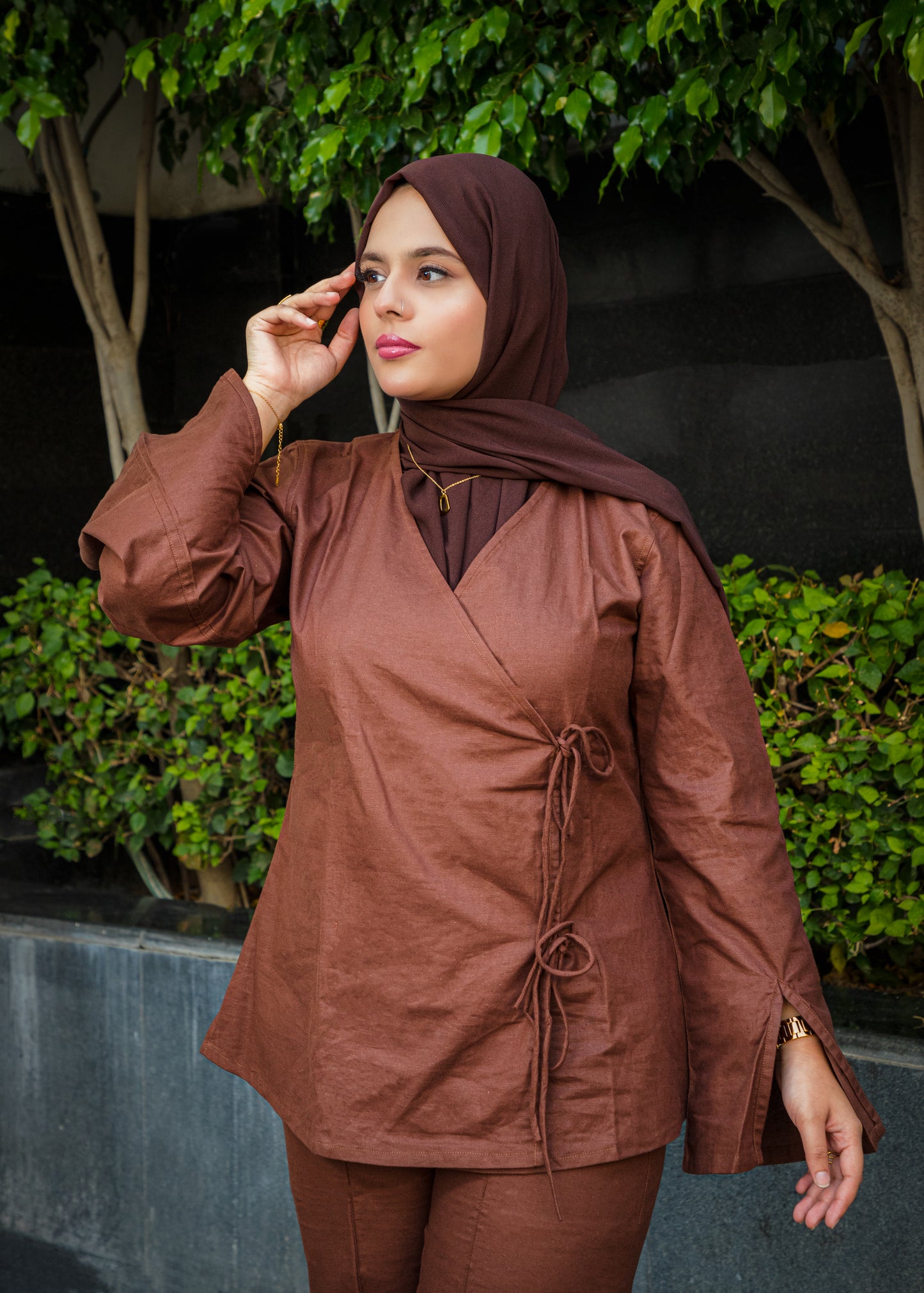 Sepia Brown Linen Co-Ord Set