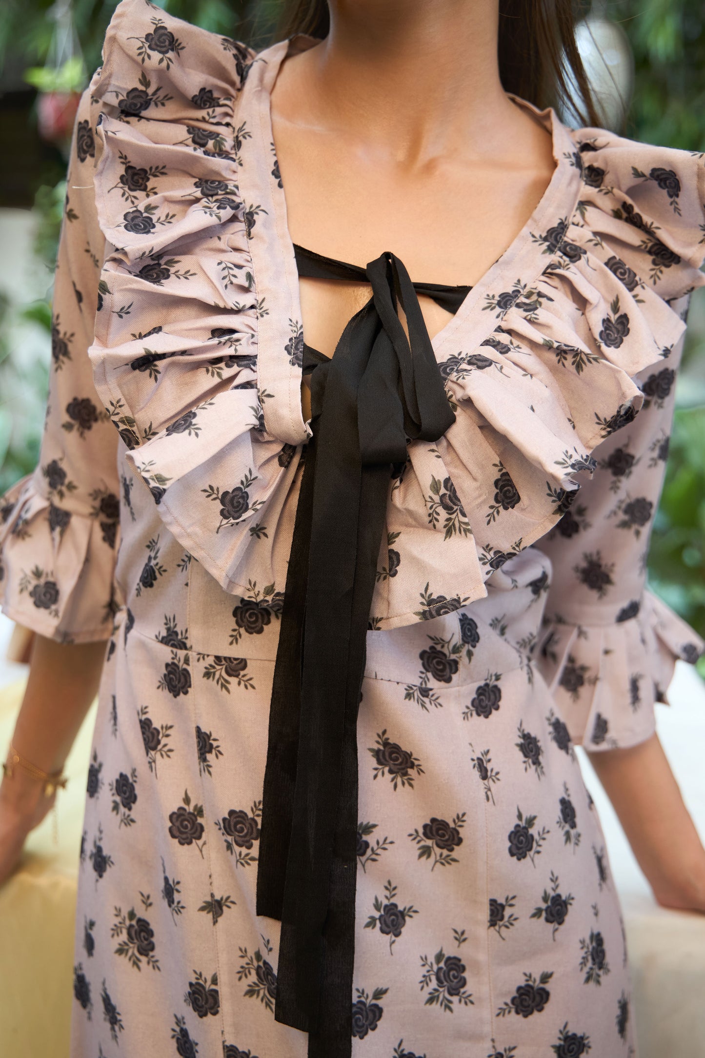 SYKA Bow Tie Floral Maxi Dress